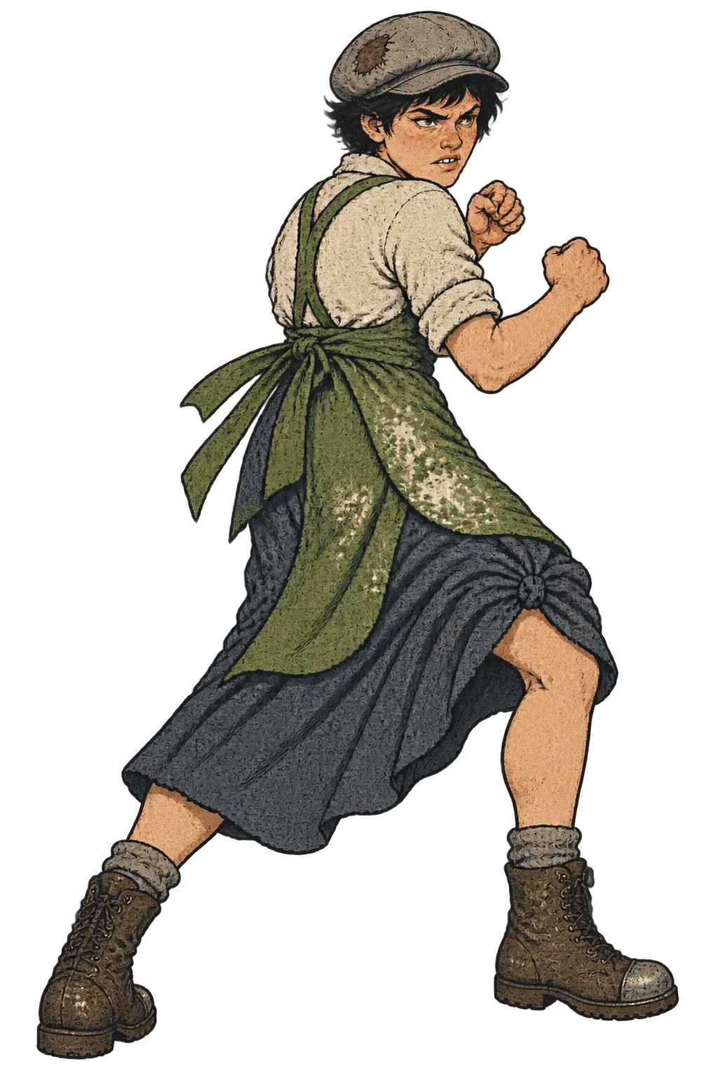 Zélie Thibault, seen from behind, fists up in front of the lit shadow screen.